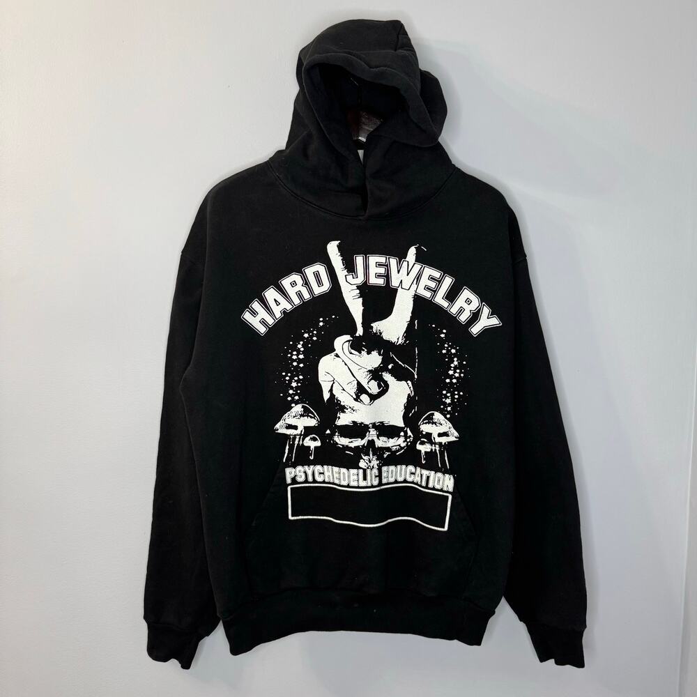 Hard Jewelry Psychedelic Education Hoodie Sweatshirt Black Men's Sz L